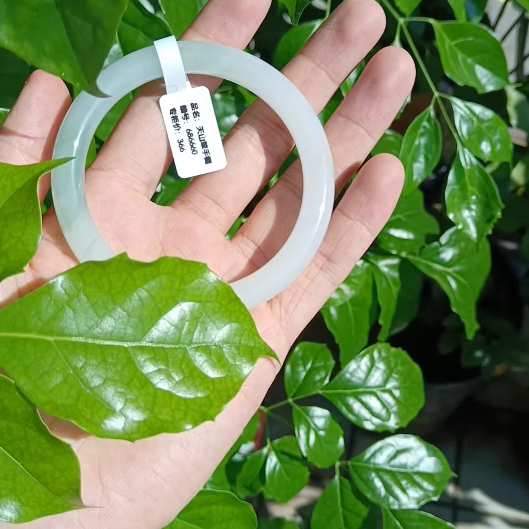 天然天山翠正圈圆条手镯