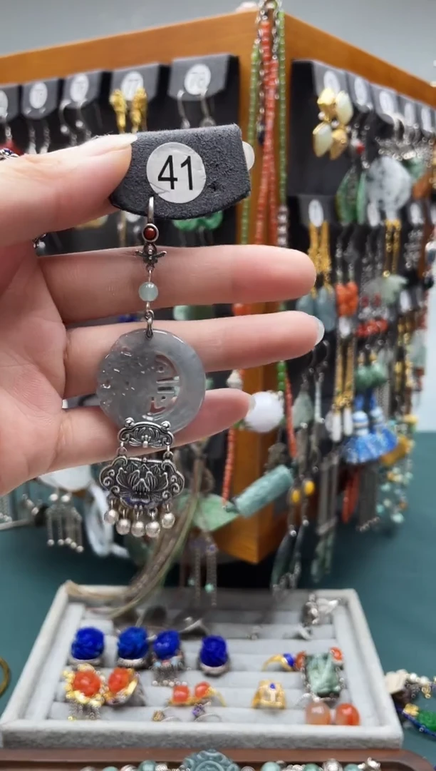 翡翠银S925镶嵌耳饰豫****）饰品