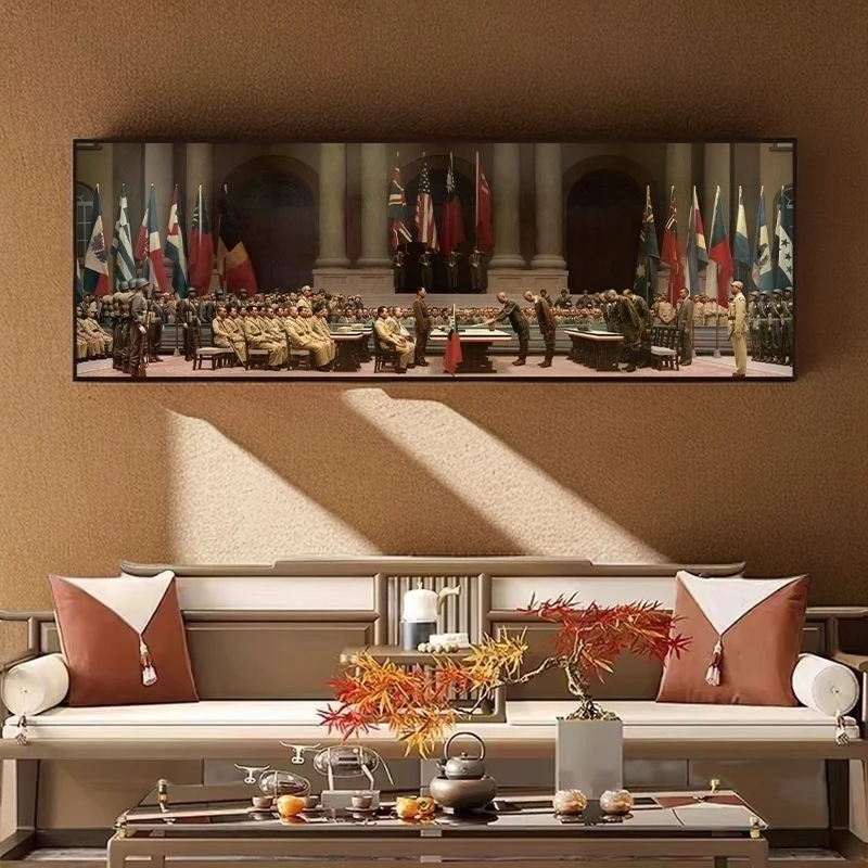 可定制超大尺寸挂画战败投降爱国主题书房办公室客厅背景墙装饰画