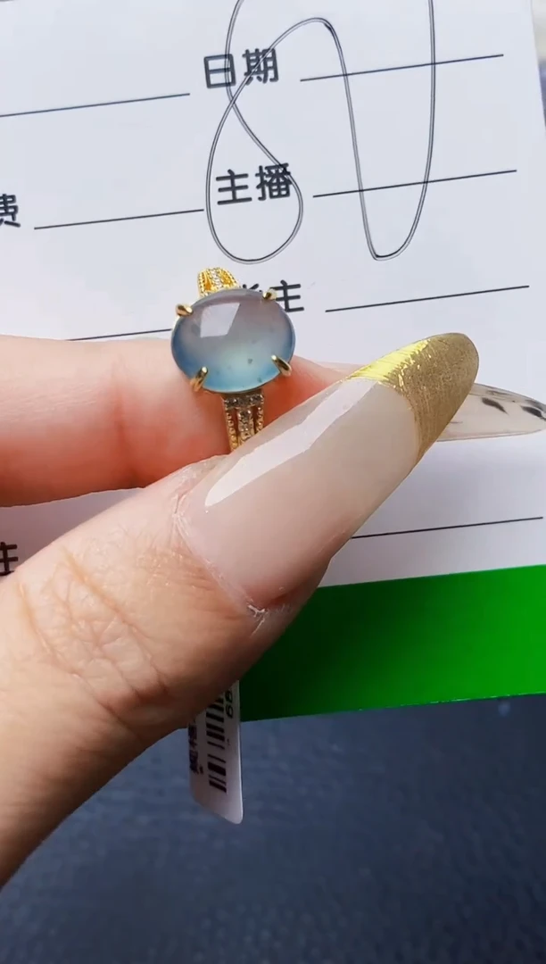 银S925镶嵌戒指翡翠3718