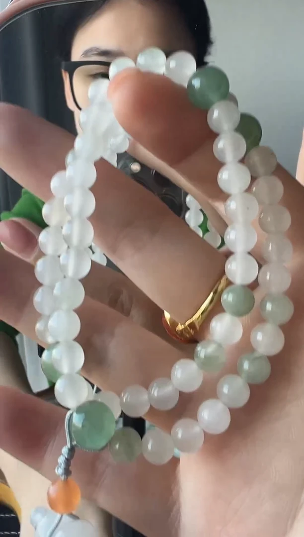 【闪购商品】石英质玉手链未镶嵌天山翠双圈手链