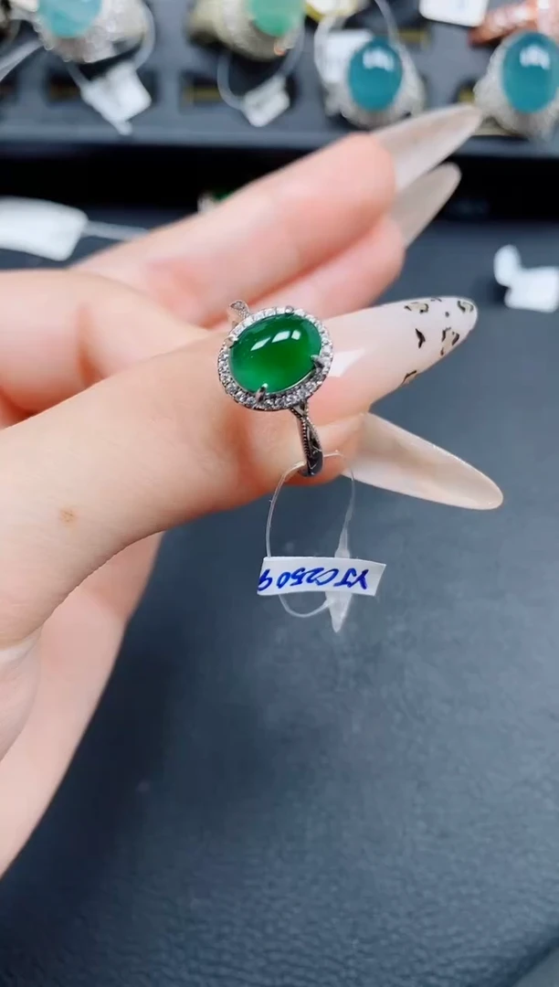 银S925镶嵌戒指翡翠翡翠