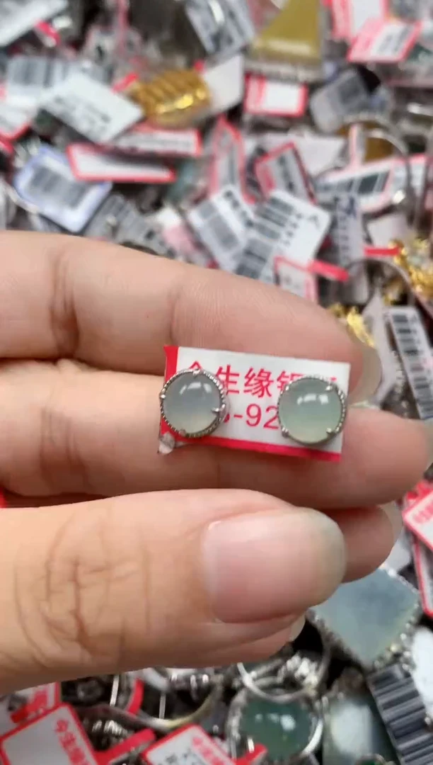 银S925镶嵌戒指翡翠天然A货缅甸翡翠