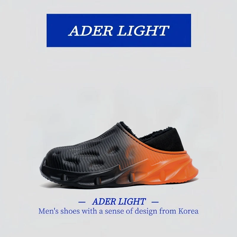 韩国ADER LT潮牌运动加绒棉拖鞋男冬季新款保暖包头外穿休闲懒人