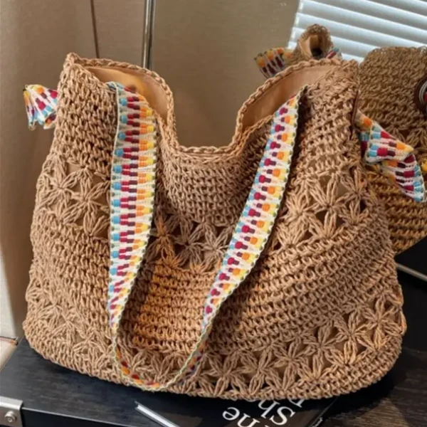 慵懒风草编包包女夏2025新款大容量单肩斜挎托特包海边沙滩编织包