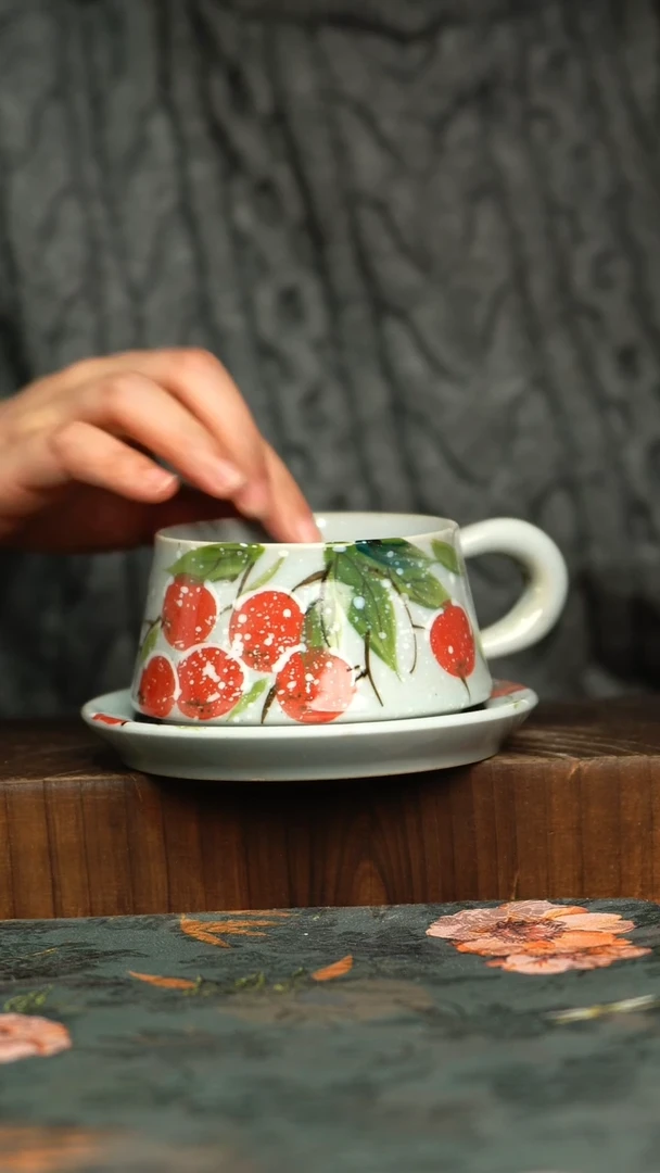 杯釉下彩手工手绘同款陶器