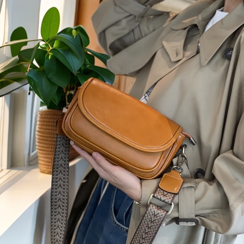 耐磨包盖复古风双根椭圆形单肩包潮流小包包休闲肩包网红款包包女