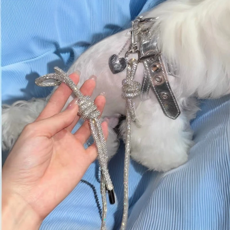 宠物狗狗猫猫狗绳反光小型小体水钻狗狗牵引绳幼猫遛猫爆闪遛狗
