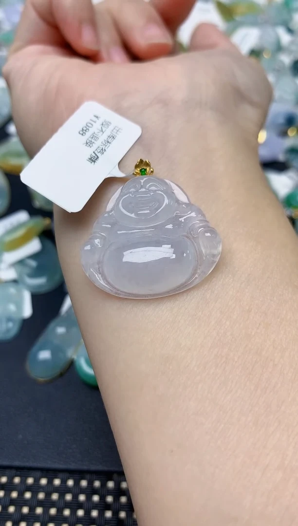颈饰18K金镶嵌翡翠天然缅甸A货翡翠