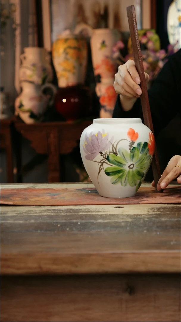 【闪购商品】瓷片景德镇纯手工釉下彩精品花瓶