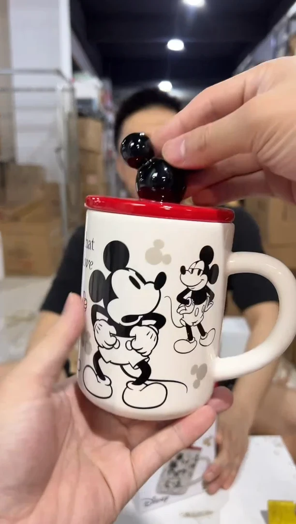 瓷片原盒米奇手稿带盖杯