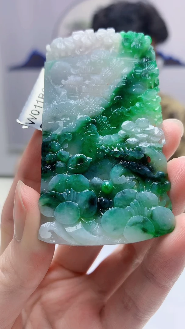 【闪购商品】定制翡翠未镶嵌4688zm-毛货赠珠链山水187