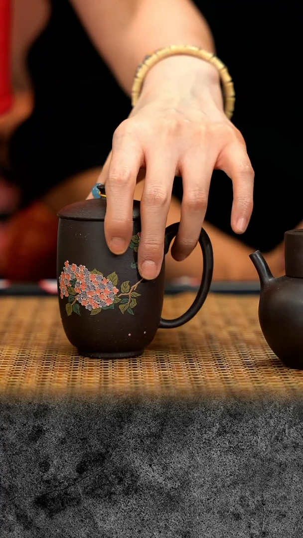 紫砂 宜兴紫砂 IF 绣球花 盖杯