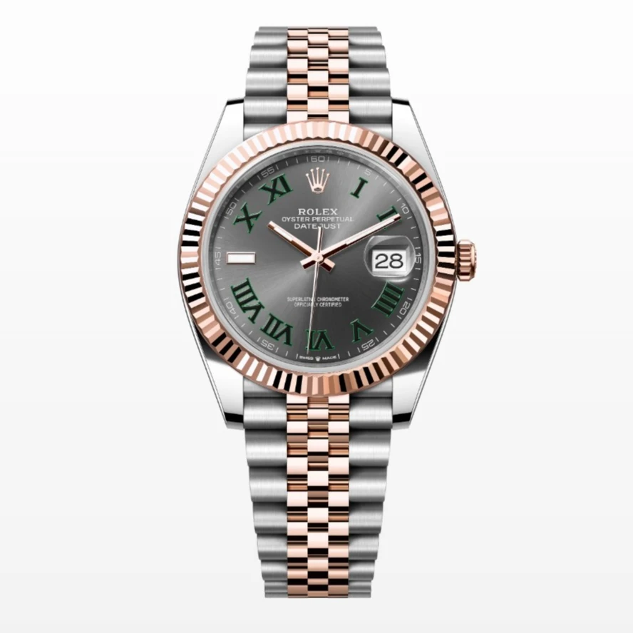 99新 Rolex/劳力士 日志41mm/126331/罗马刻度/绿萝间玫瑰金/单表
