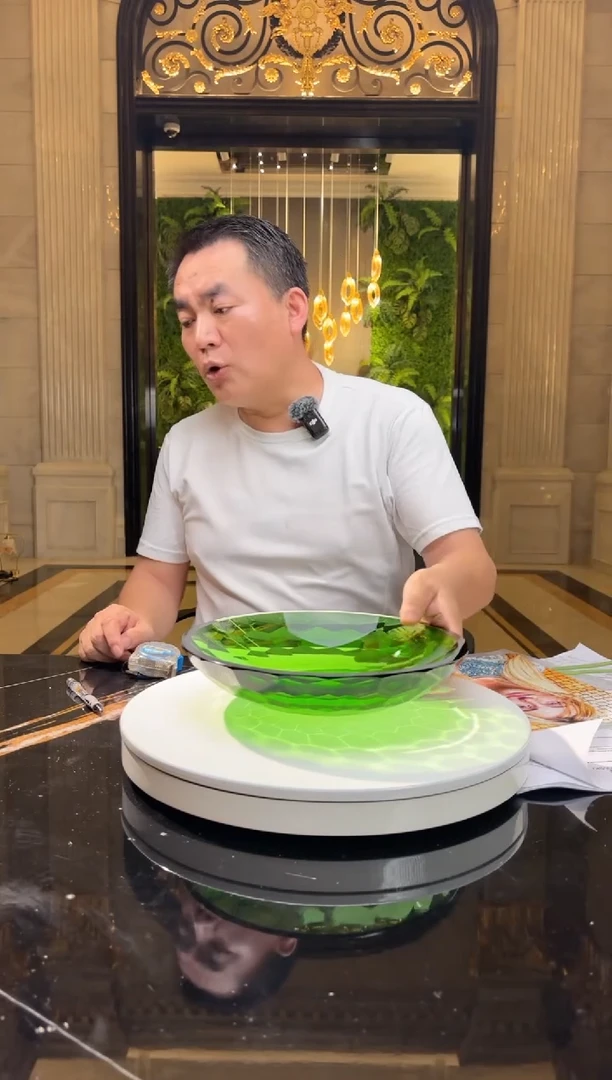 摆件AJ05752祖母绿水晶琉璃艺术果盘