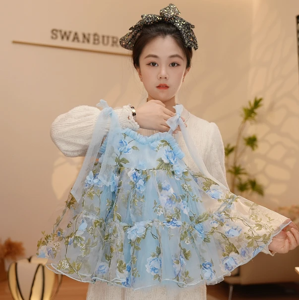 【Y.d6004】2025新款夏季女童洋气连衣裙夏款女宝公主裙甜美碎花