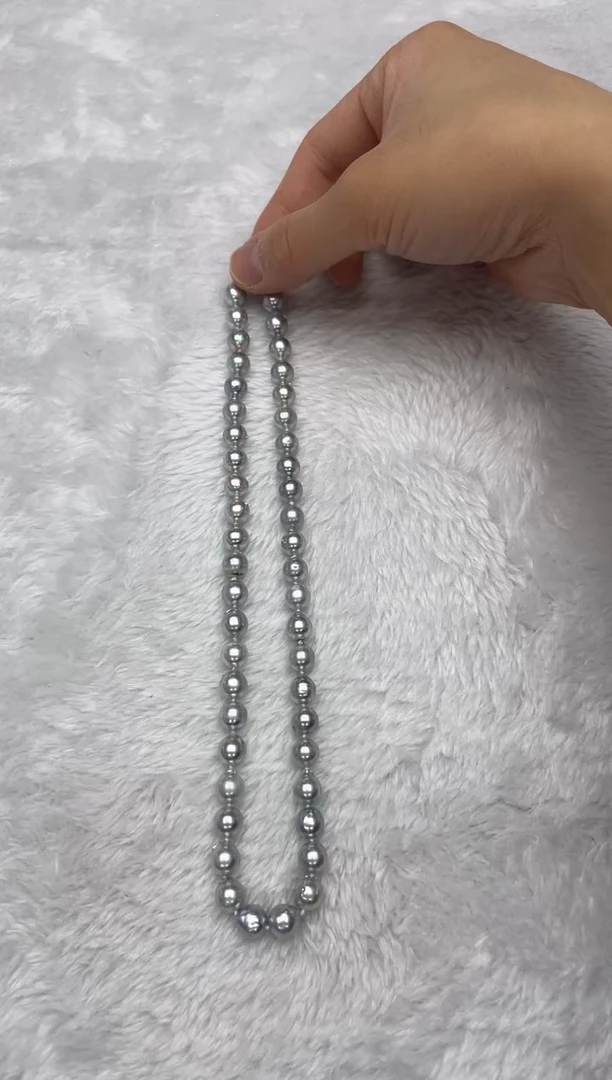 项链银S925镶嵌海水珍珠AK真多麻8-8.5mm