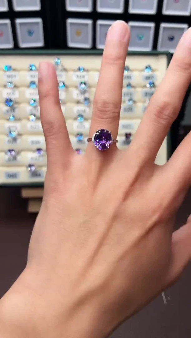 无925银轻奢守护之翼紫罗兰色女神戒