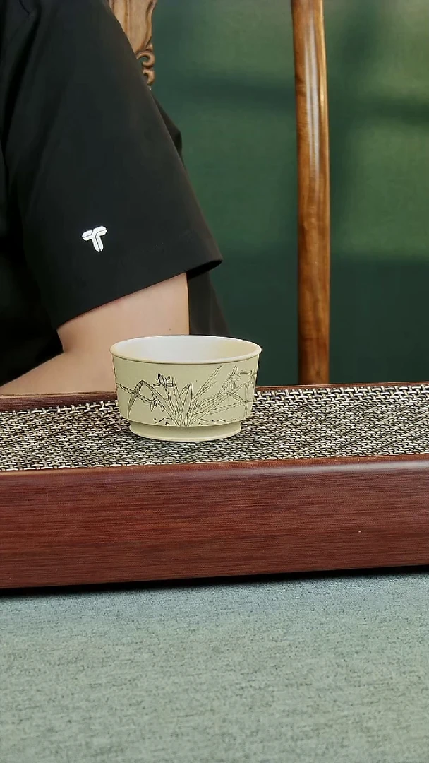 茶壶紫砂兰花浮雕杯子110cc