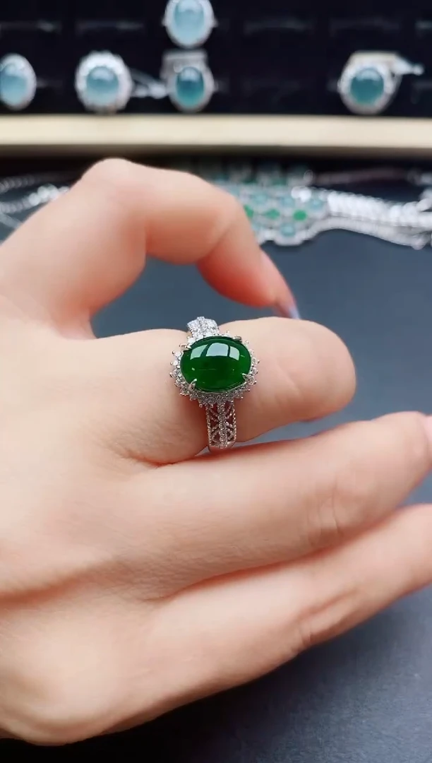 翡翠戒指银S925镶嵌321321321