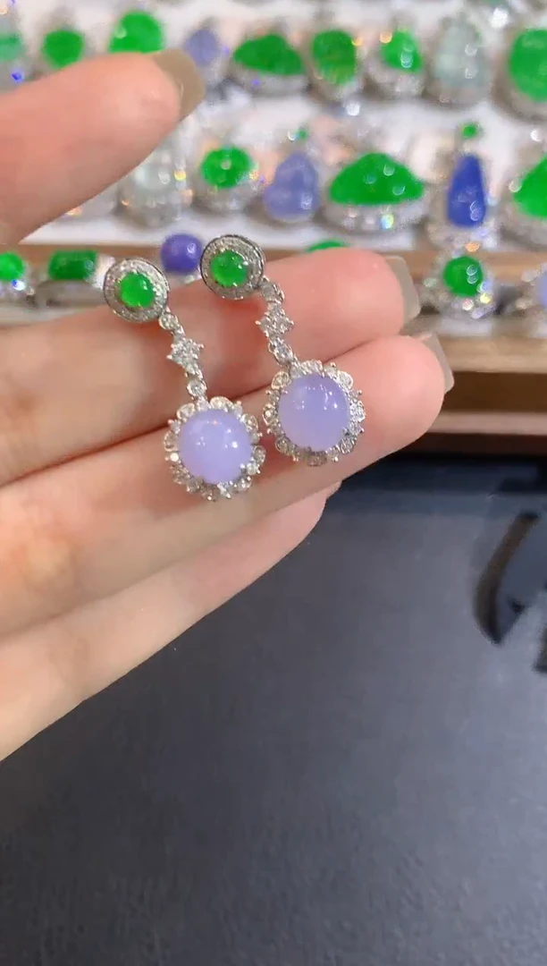 颈饰18K金镶嵌翡翠128-耳饰