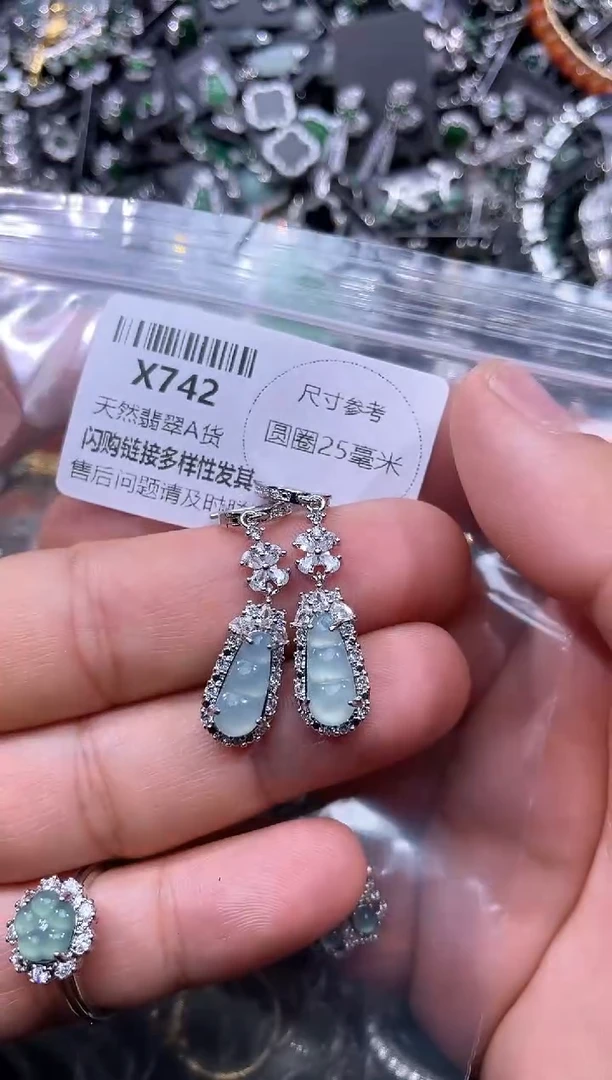 【闪购商品】翡翠颈饰未镶嵌X742耳扣