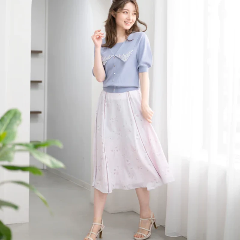 【Montendre】 夏季新款 M 碎花气质百搭印花显瘦高腰半身裙