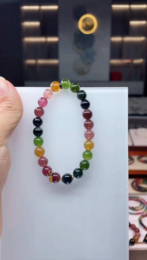 未镶嵌老矿碧玺单圈手串8mm+碧玺（多样性发一条）Q