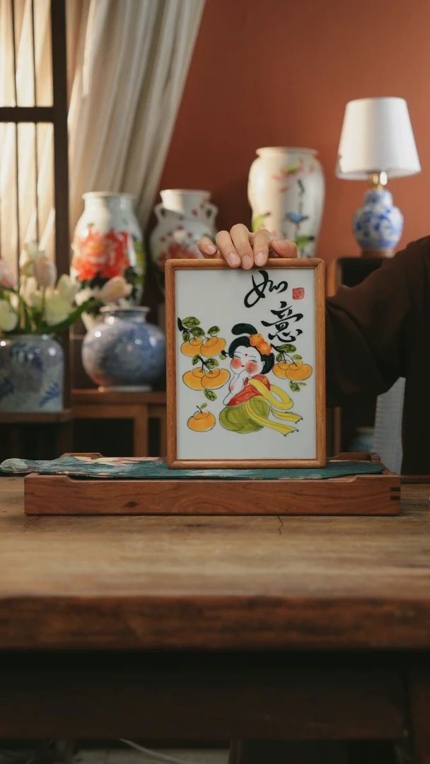 瓷片景德镇设计师手工绘陶瓷花瓶