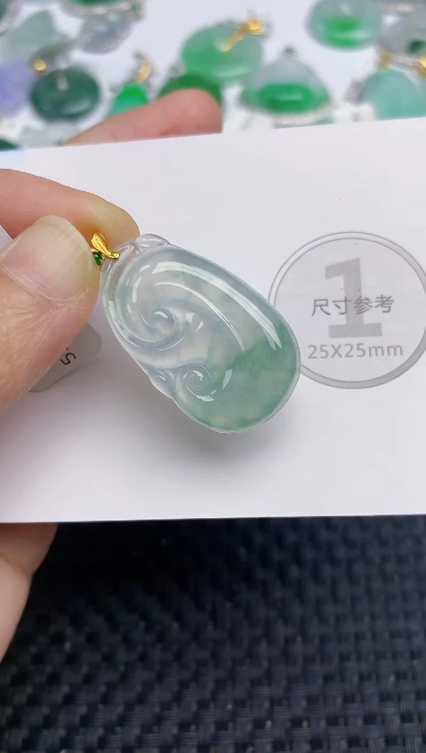 颈饰18K金镶嵌翡翠天然缅甸A货翡翠百元以上9元证书费自理