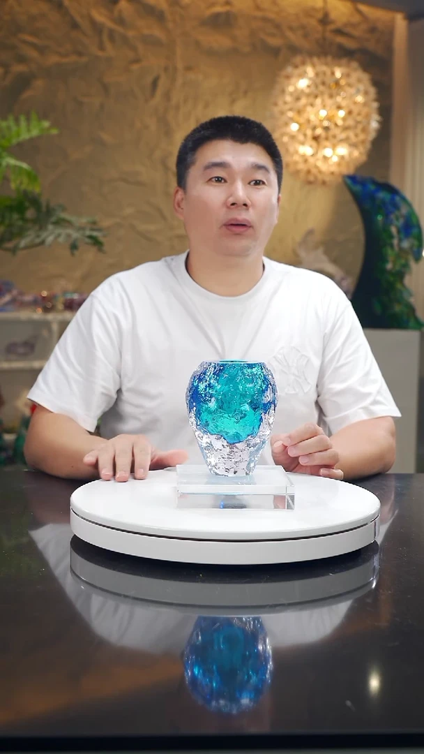 摆件福利天空蓝水波纹香薰瓶