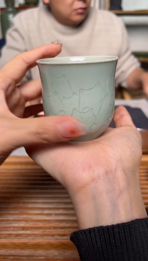 【闪购商品】其他纯手工天青色小猫闻香杯
