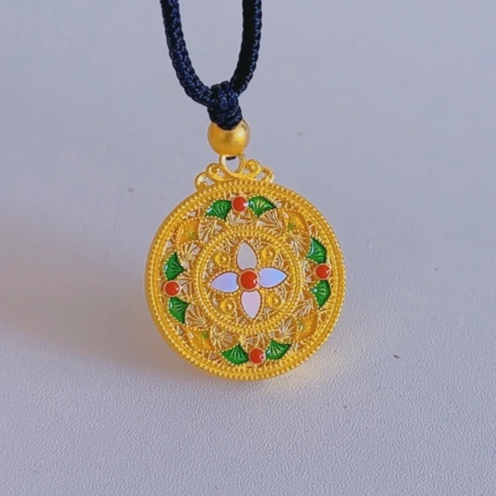 双十二活动款【赛菲尔精品】足金螺钿“星河赴梦”黄金罗盘吊坠