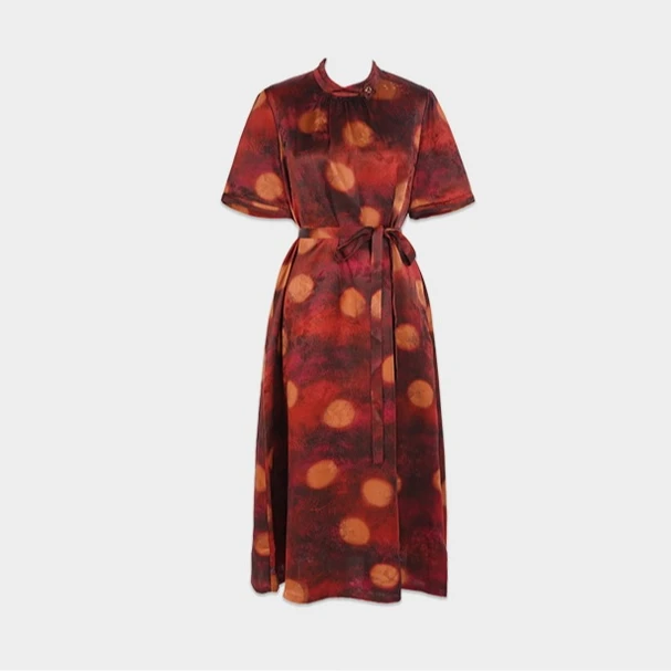 【澜亭絮絮】香云纱重缎连衣裙337039清仓