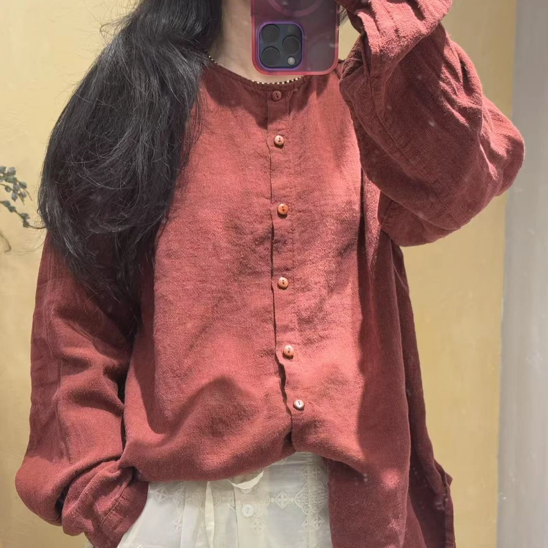 2025春季新款亚麻+桑蚕丝高品衬衫2589131长袖百搭纯色衬衣