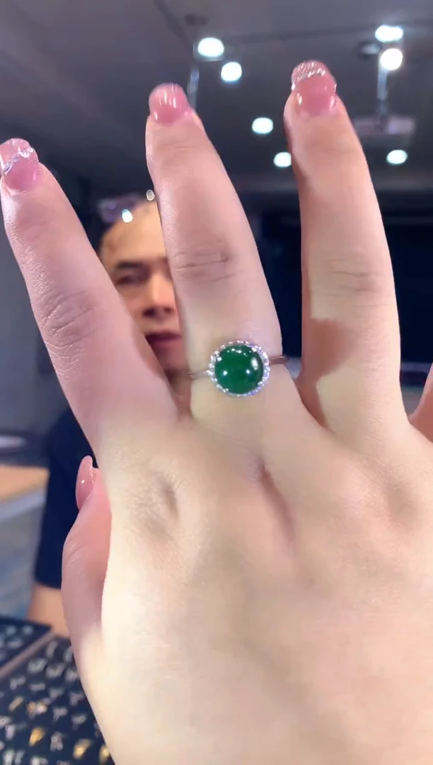 【闪购商品】翡翠戒指银S925镶嵌58 zgc时尚