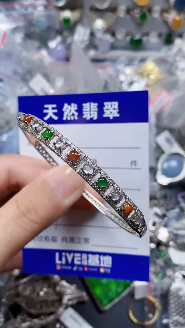 银S925镶嵌手镯翡翠231