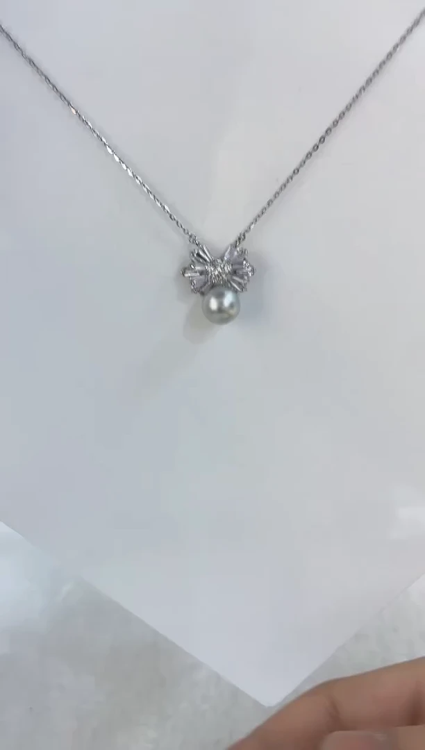 海水珍珠银S925镶嵌颈饰