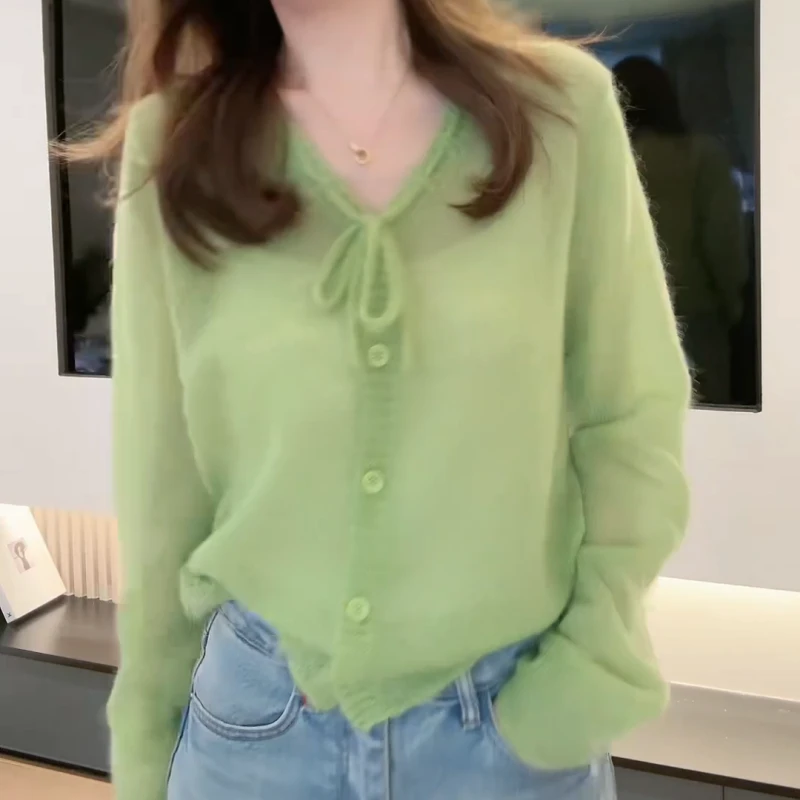 2025春季韩版新款洋气显白减龄时尚蝴蝶结开衫LK2501408