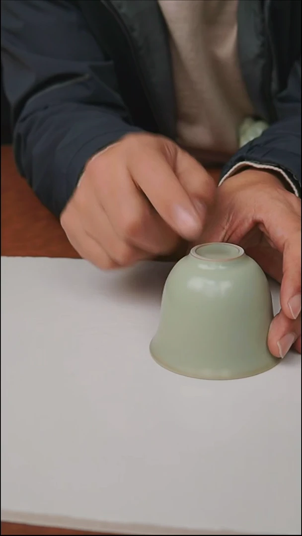 杯子瓷富山严选汝瓷，粉青铃铛杯