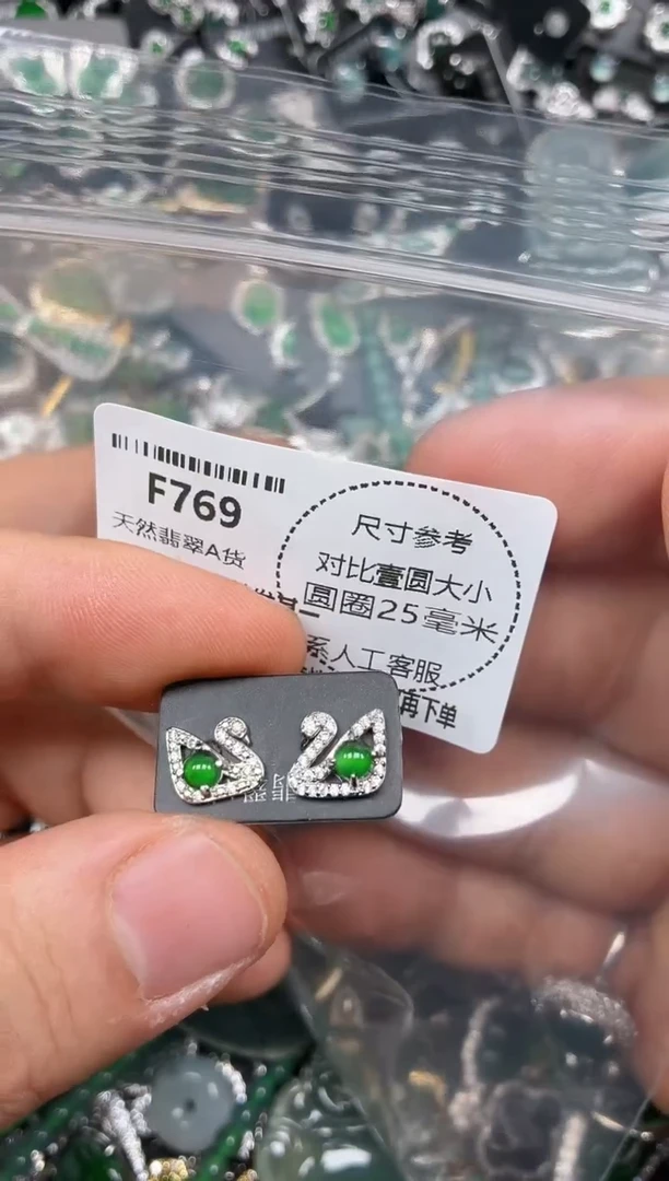颈饰未镶嵌翡翠F769耳钉