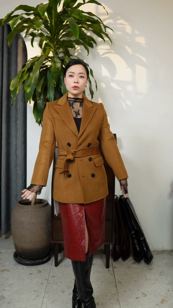 羊绒西装上衣，驼色，S码（105斤）