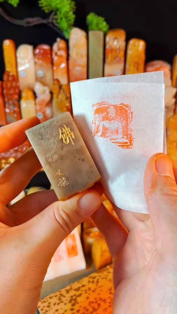 巴林石印石手工篆刻《石窟佛造像》3.0