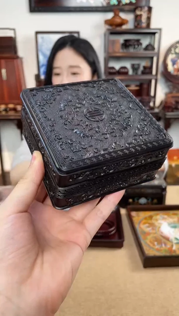 黑酸枝木类成套家具四方盒