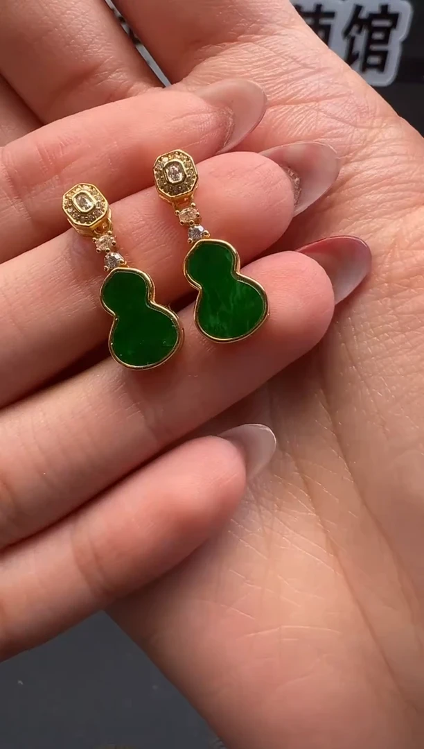 银S925镶嵌翡翠耳饰 缅甸珠宝严选多样性发其一