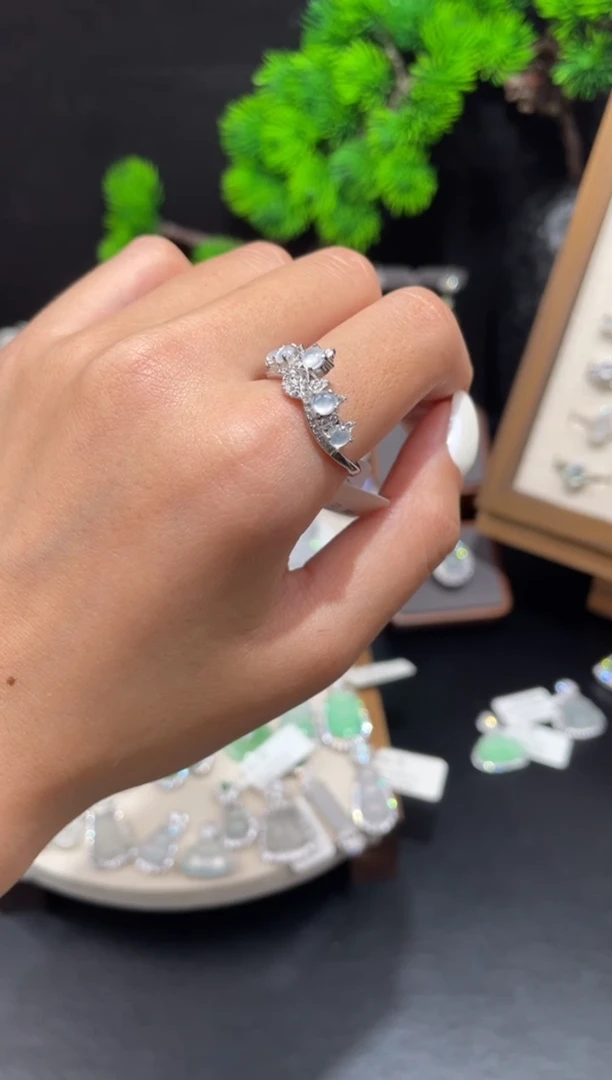 银S925镶嵌戒指翡翠戒指