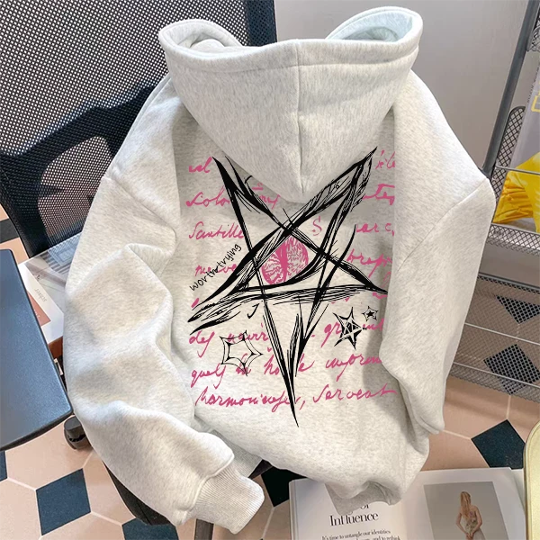 重磅500克纯棉时尚秋冬季小众ins国潮连帽卫衣日常情侣装加绒加厚