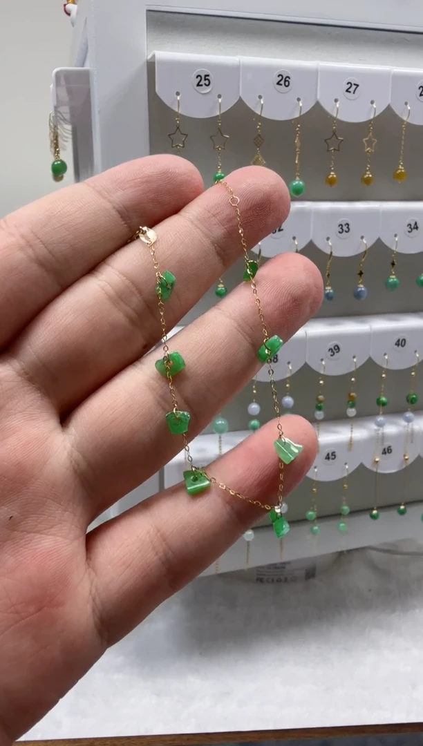 18K金镶嵌手链翡翠缅甸天然A货翡翠