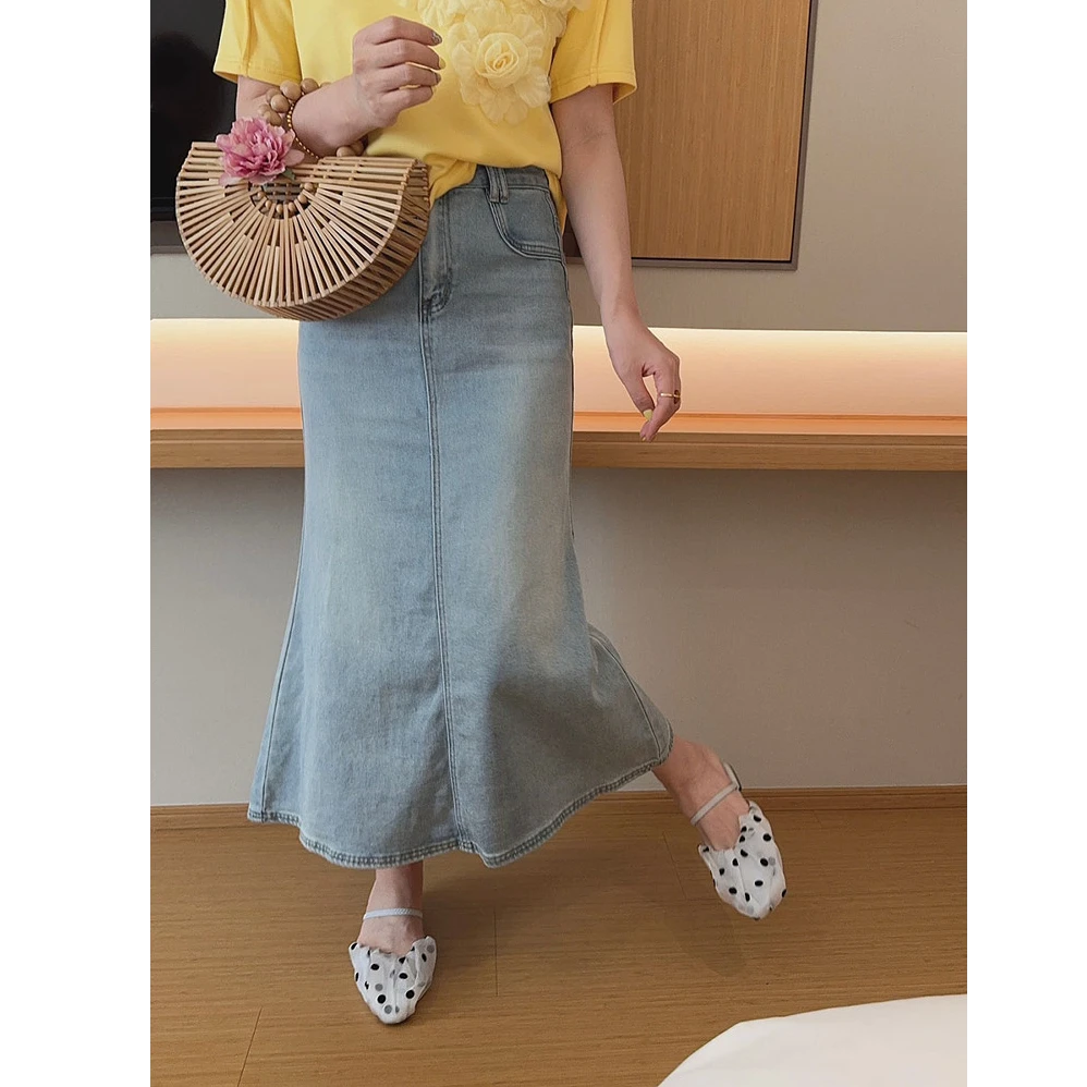 智英欧尼【显瘦气质复古牛仔半身裙女款爆款2025新款鱼尾修身】