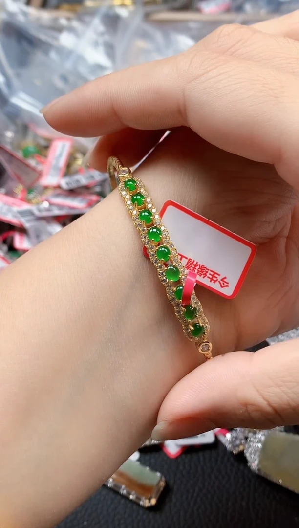 银S925镶嵌戒指翡翠天然A货缅甸翡翠